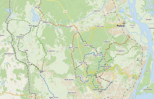 Puszcza Wkrzańska szlaki mapa turystyczna